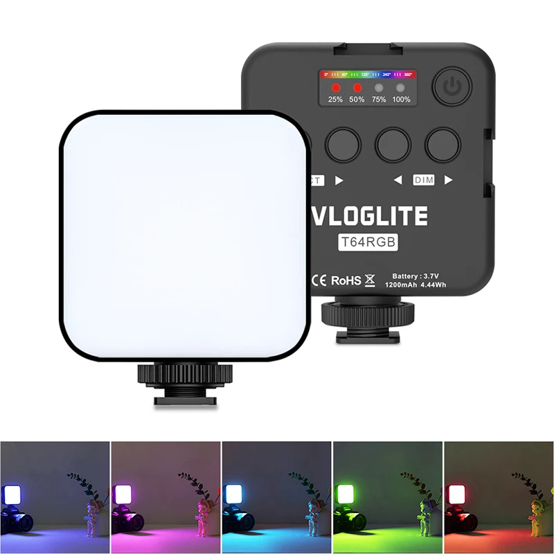 Rgb Video Light Mini Led Camera Light with Cold Shoe Adapter and 1/4