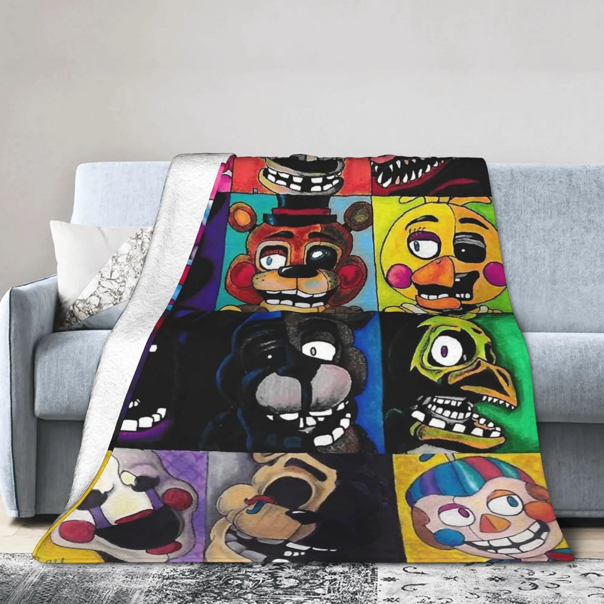 Five Nights Horror Blankets Flannel  Winter   Multifunction Soft Throw Blanket for Bed Travel Bedspreads