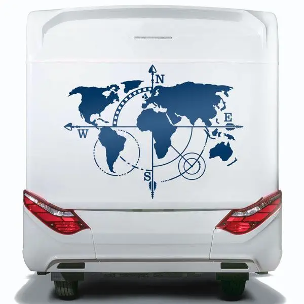 Camper Van Sticker Vinyl  Matte Color Waterproof Sticker Caravan World Map Compass