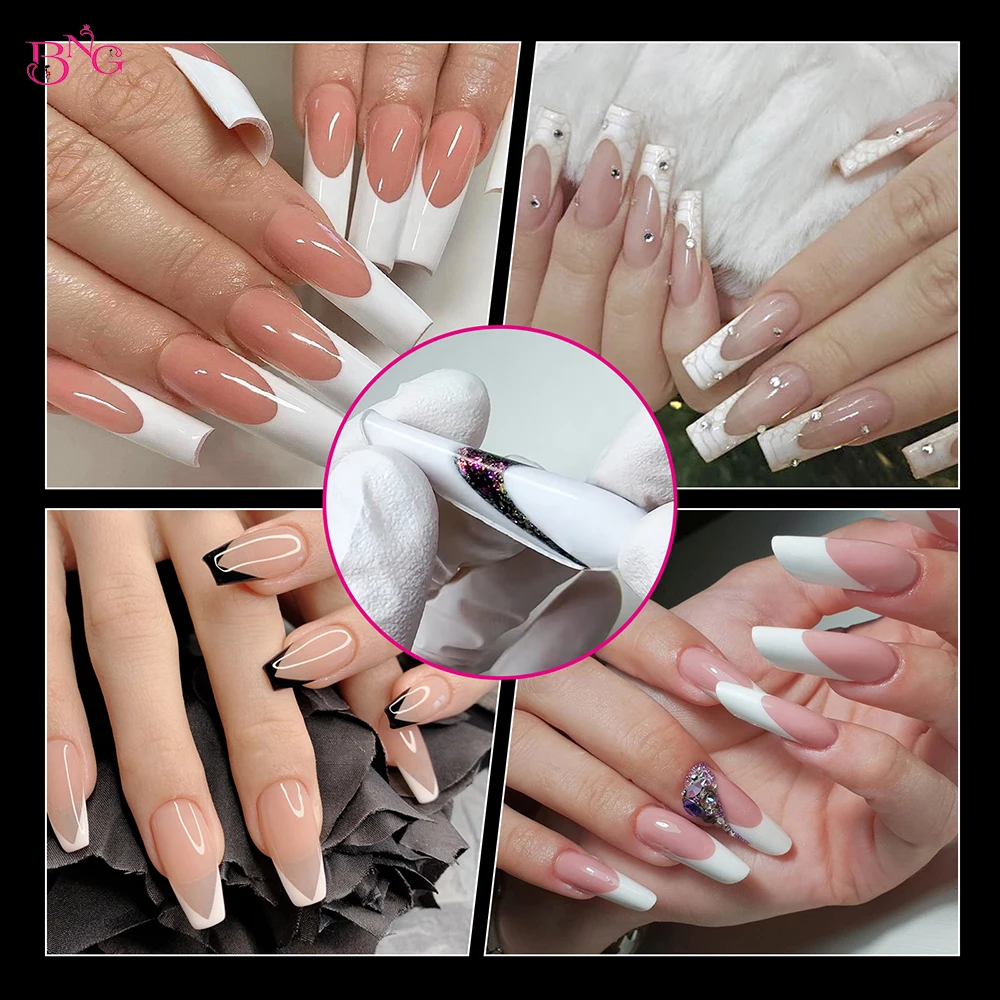 Bng 60 Stuks Dual Nail Formulieren Mal Sticker Siliconen Franse Manicure Stickers Voor Nagel Mal Siliconen Inzetstukken Voor Topvormen