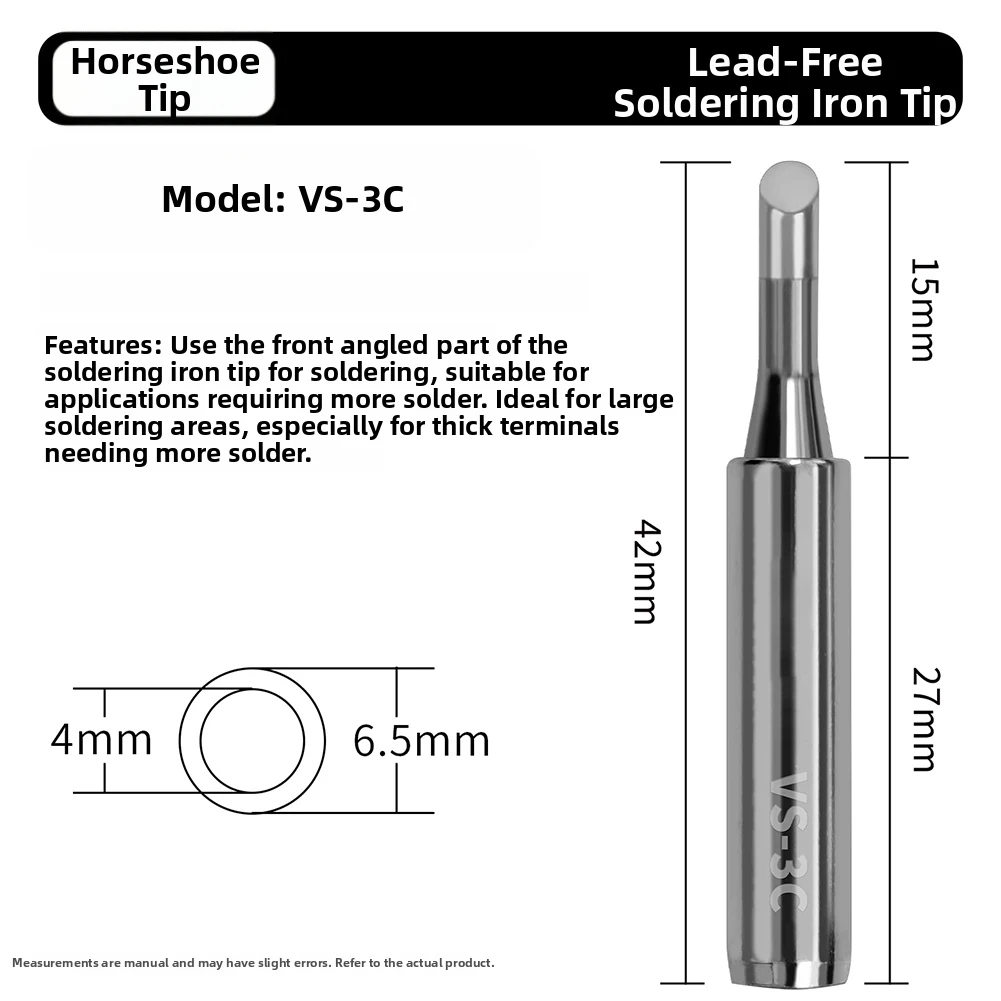1pc Lead-Free Soldering Iron Tips Fast Heating & Easy To Tin 2C/3C/4C VS Series Soldering Iron Tip For Heavy-duty Terminals