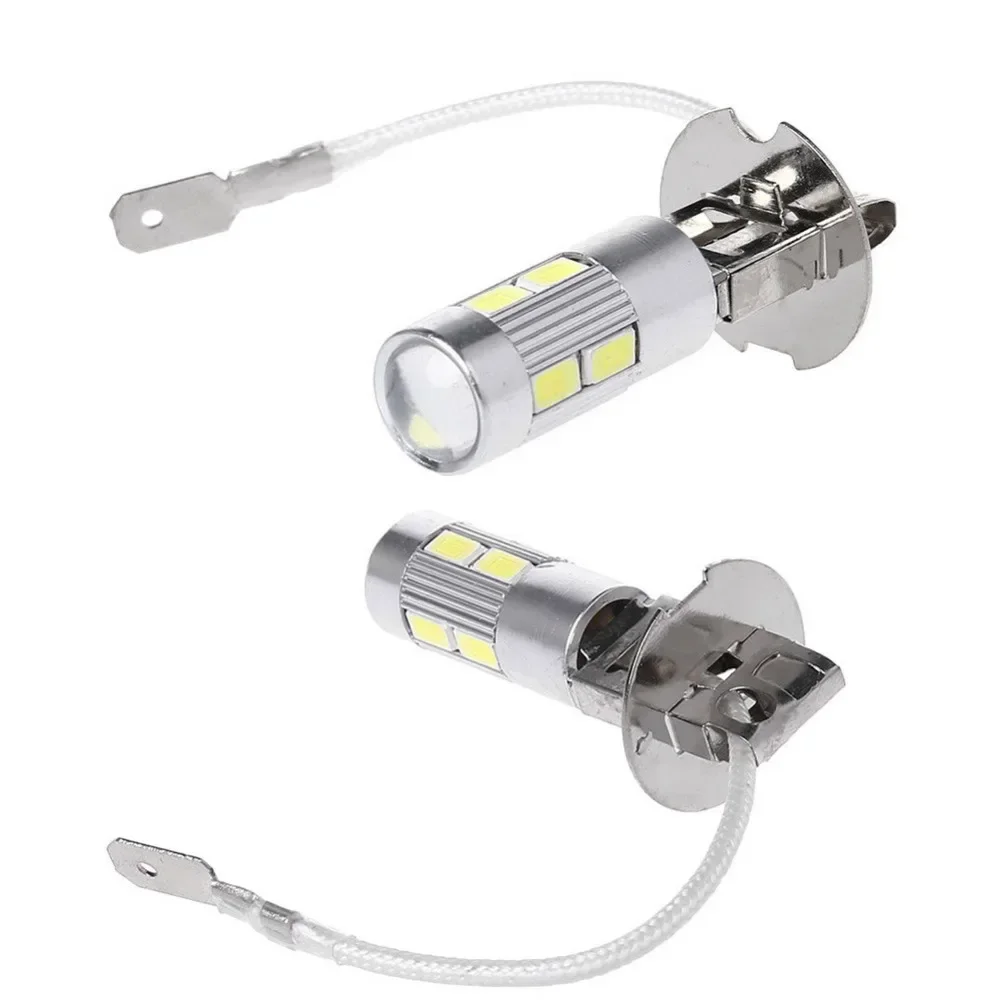 2PCS/Lot Car Light H3 LED High Power Long Lifespan LED Fog Running Light Bulb 10SMD 5630 5730 Super Bright LED Auto Lamp