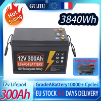 12V 300Ah 100Ah 200Ah LiFePO4 Battery Rechargeable Cells 10000 Cycle BMS For EV/RV/ Vans/ Camping/ Home Storage/Solar EU stock