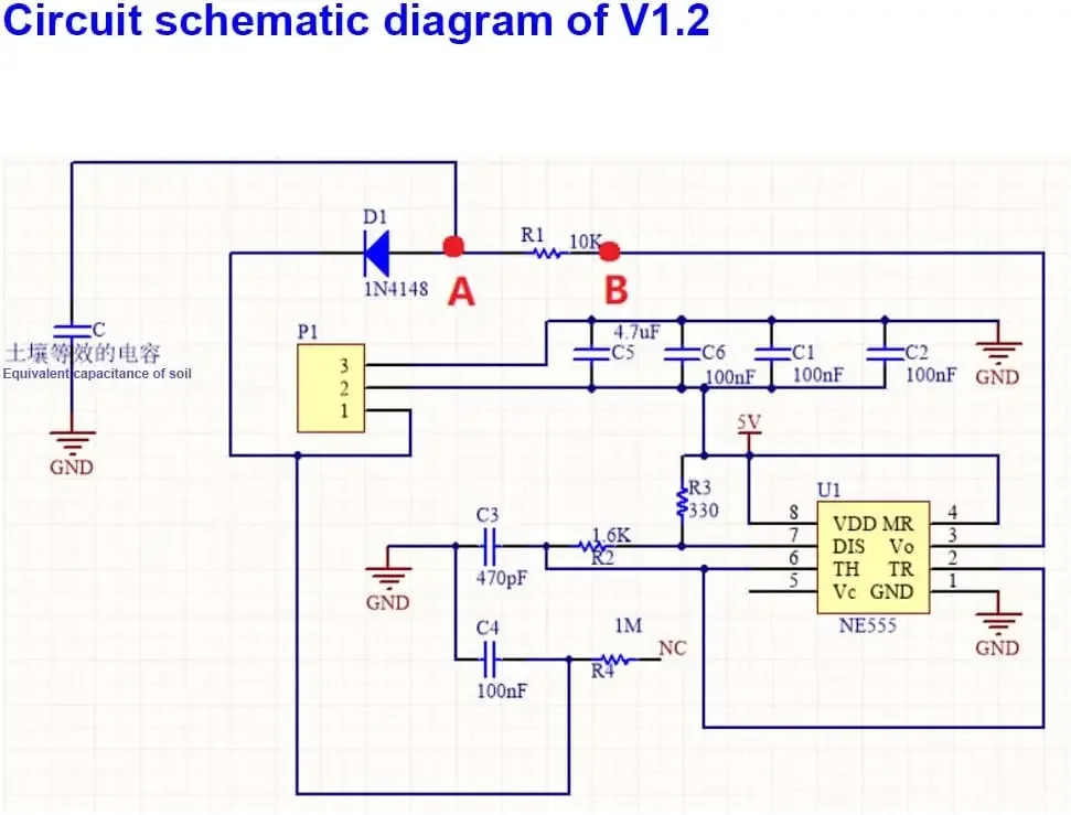 Módulo Sensor de humedad del suelo analógico capacitivo, sensores de detección de humedad resistentes a la corrosión para Arduino y Raspberry Pi, 5 uds.