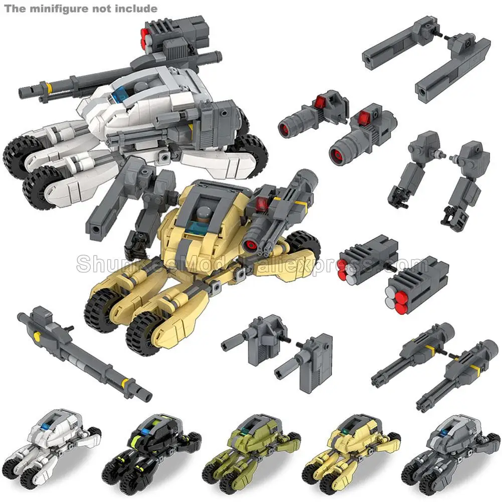 MOC PDF Paper Instructions Militar Robot Droid Mech Mechanic Motorcycle Compatible Building Blocks Mage Bloks Weapon Model Set