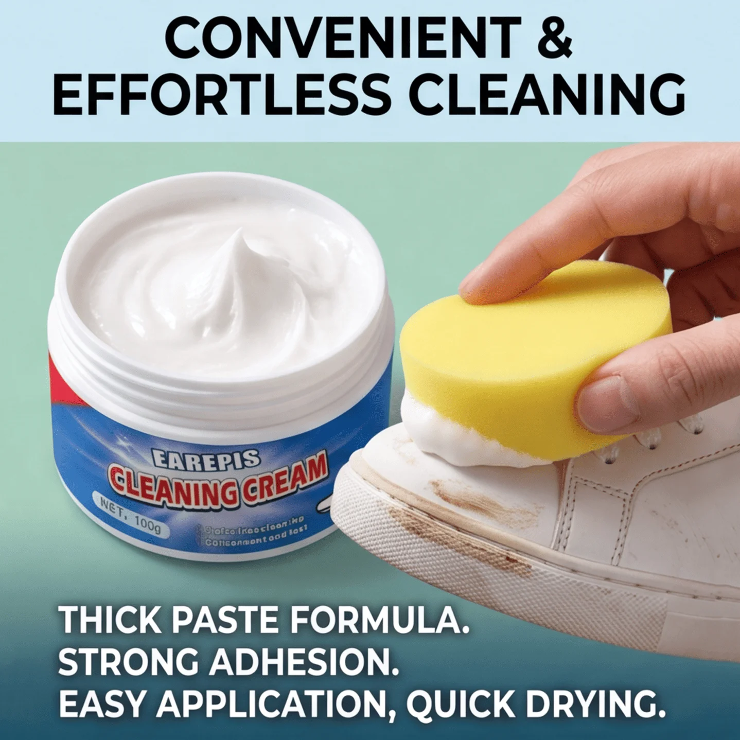 1/2/3pcs White Sneaker Cleaning Paste 100g, Waterless Stain Removal Cleaning Paste with Sponge