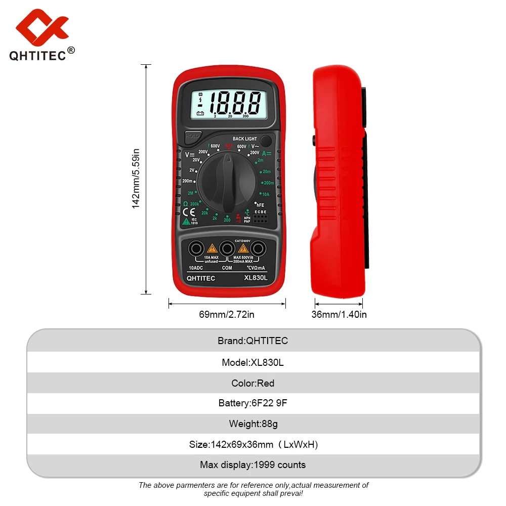 QHTITEC XL830L Digital Multimeter 908S Solder iron set DC AC Automotive Electrical Dmm Transistor Peak Tester Capacitance Meter