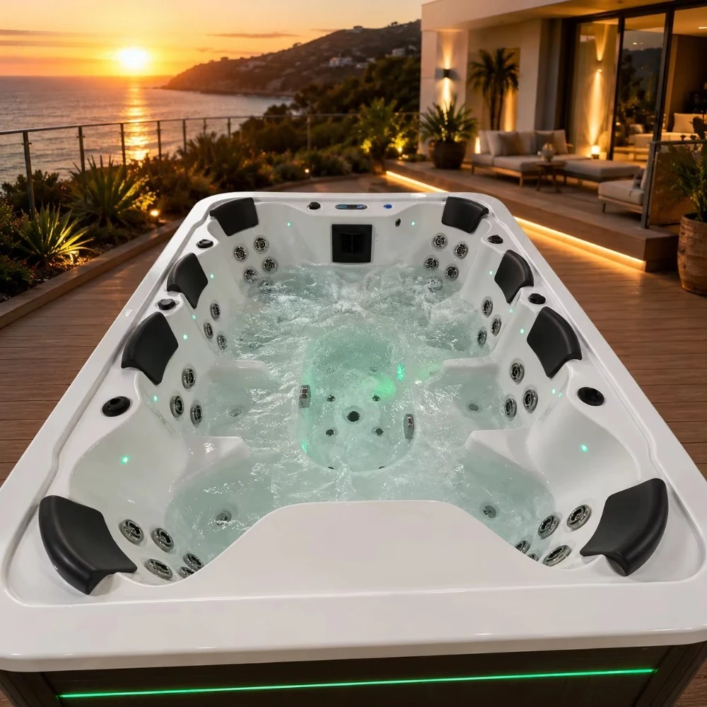 Hot Sale Spa Hot Tub Luxury Europe Hotel Backyard Pools for 8 Person Hydrotherapy Rectangular Outdoor Massage Jacuzzier Modern