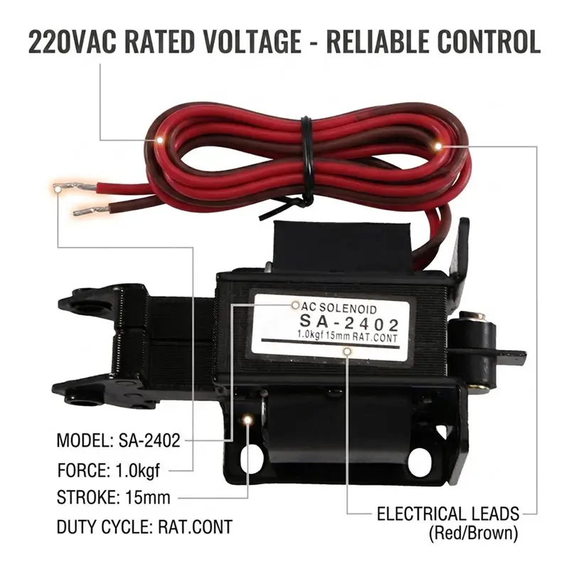 ABYN-Lift 1KG Stroke 15Mm 220V AC Tractive Solenoid Electromagnet SA-2402 1PCS
