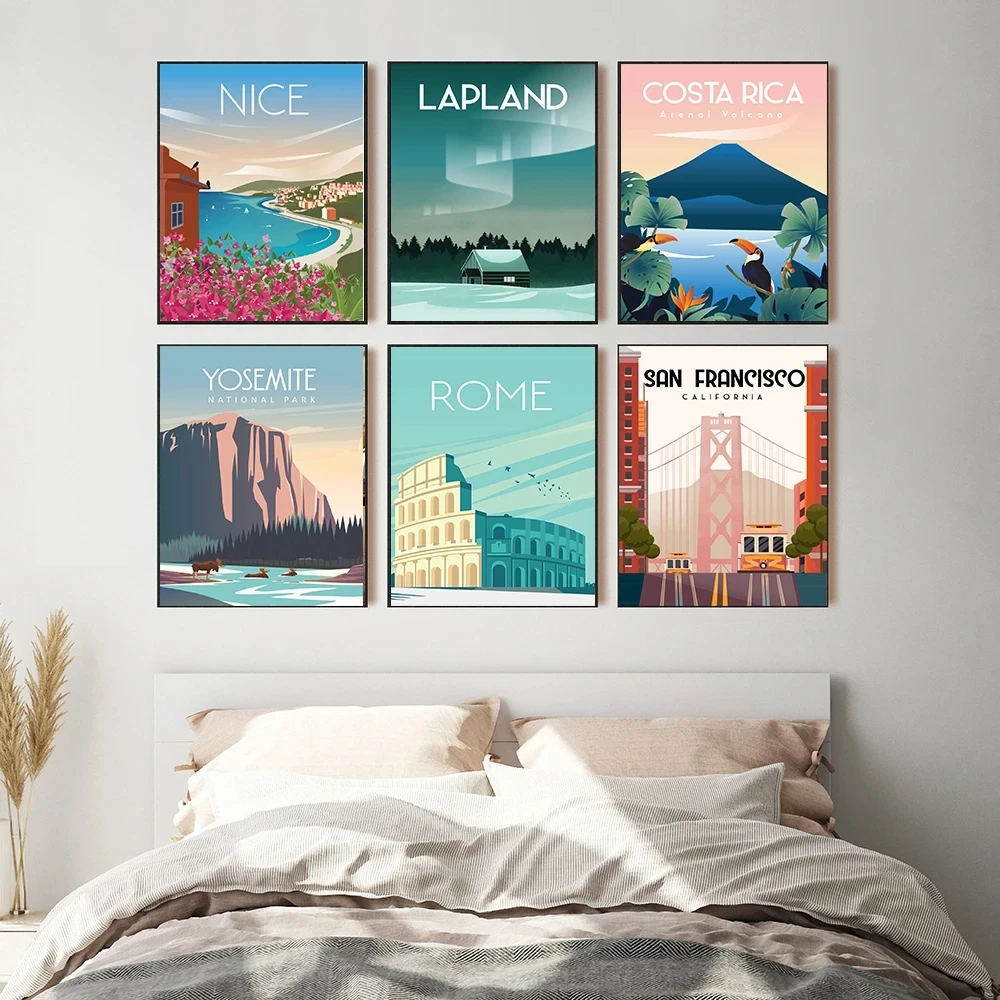 Costa Rica City San Francisco Travel Poster Canvas Painting Vintage Print Wall Art Pictures Living Room Home Decoration