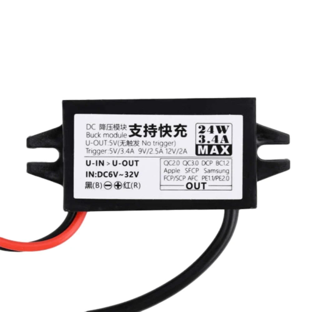 

24W Car Potting Waterproof Power Supply 12-24V to 5V Converter DC-DC Buck Module QC2.0 QC3.0 Fast Charging Car Buck Power Supply