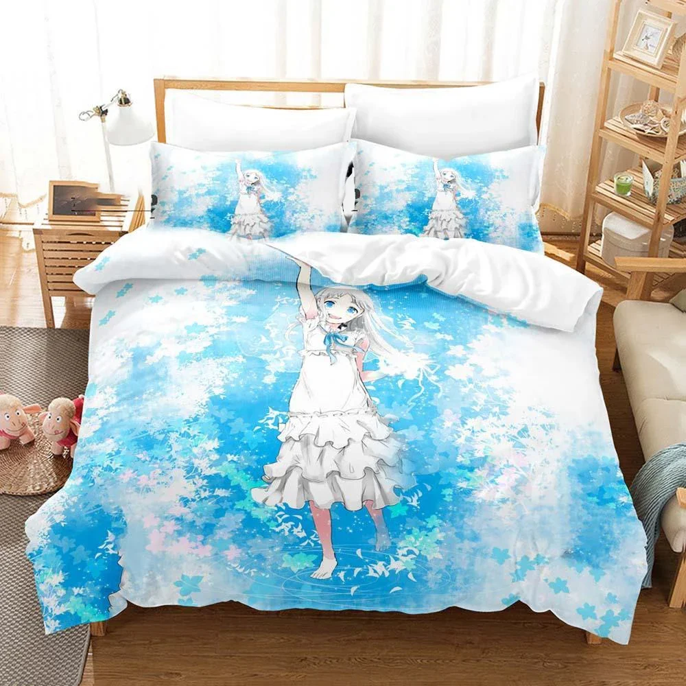 Anime Anohana Honma Meiko Bedding Set Boys Girls Twin Queen Size Duvet Cover Pillowcase Bed Kids Adult Home Textileextile