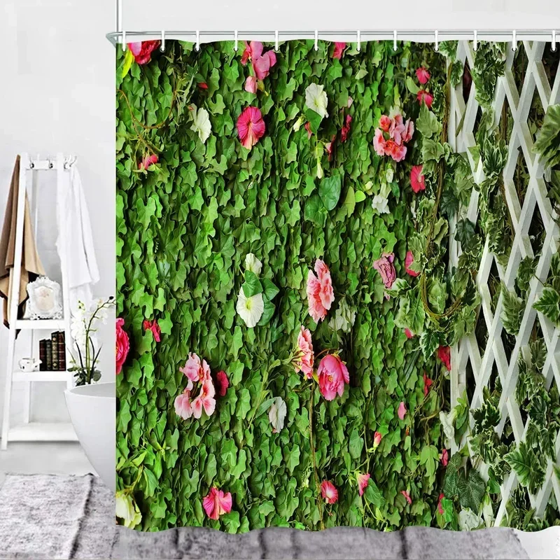 

Outdoor Curtain Rose Flower fence Spring Garden Nature Landscape Bathroom shower partition decorative curtaiXT6@！