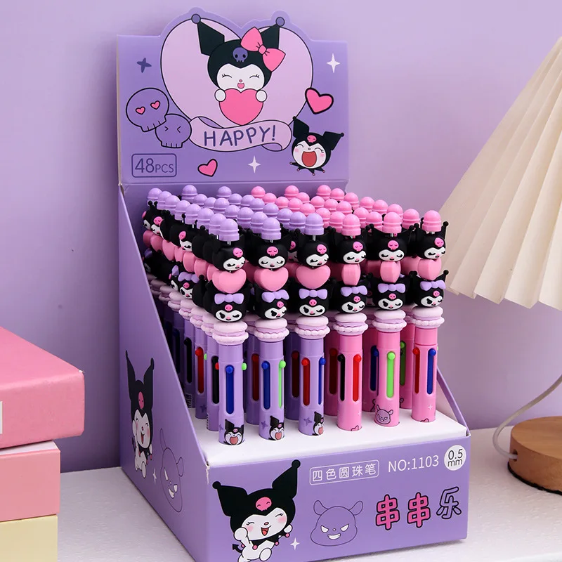 

24pcs/lot Creative Sanrio DIY Ballpoint Pen Cute Kuromi 4 Colors Ball Pens School Office Writing Supplies Stationery