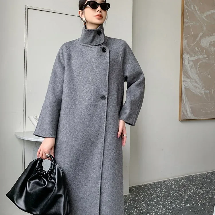 Korean version of winter popular women's clothing loose fashion double-sided cashmere coat temperament medium and long