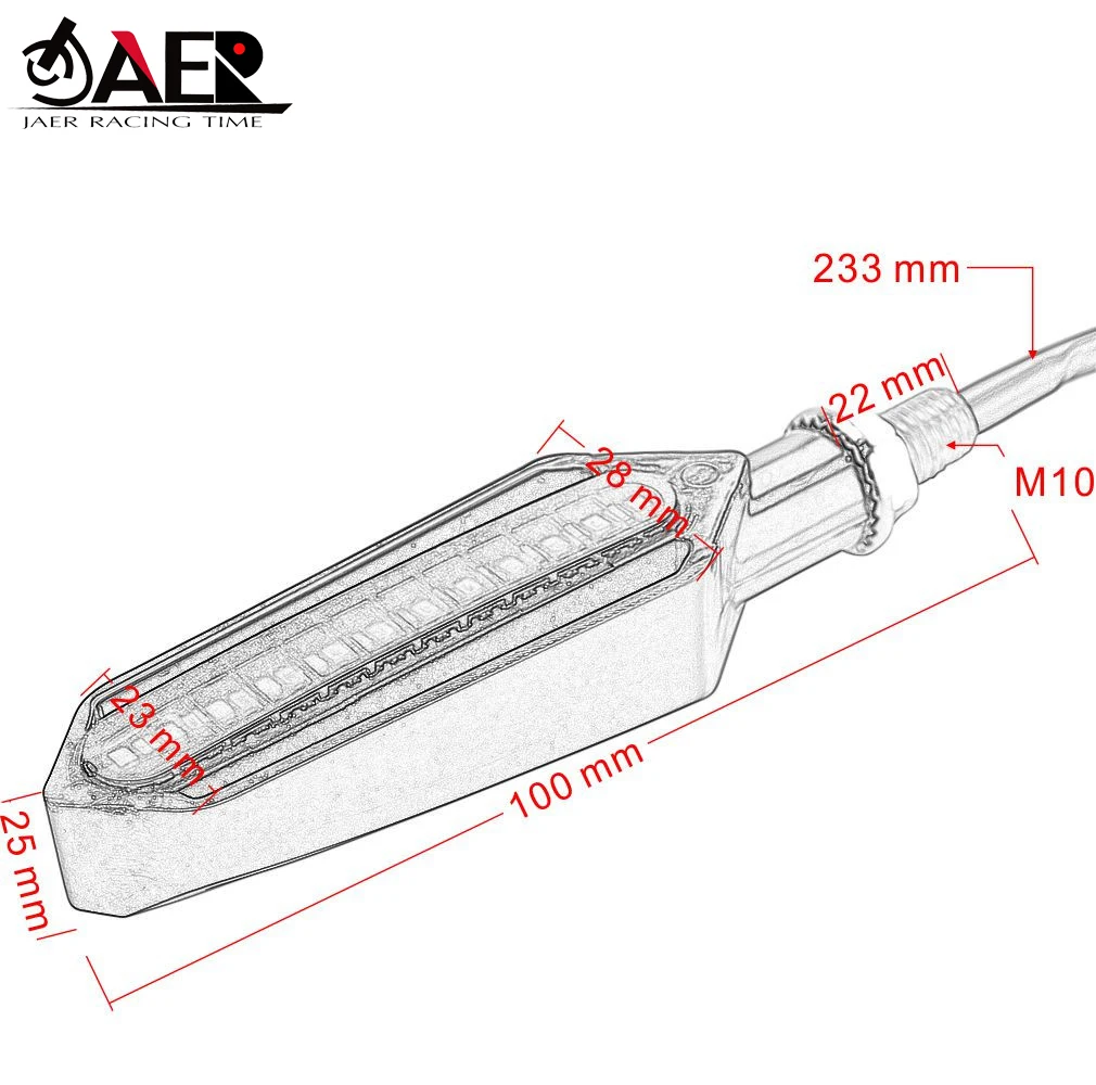 LED إشارة الانعطاف المتتابعة مصباح مكبح أحمر مؤشرات DRL بيضاء وامض ضوء وميض تدفق إضاءة مقاومة للماء الدراجة