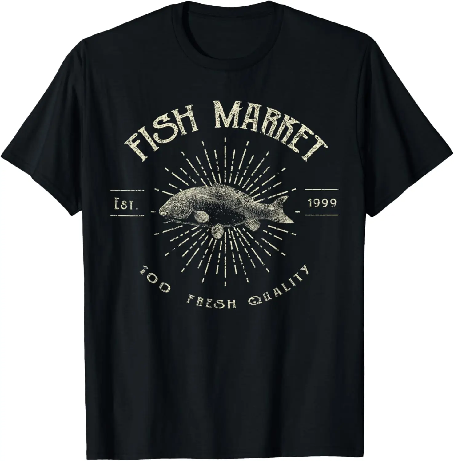 camiseta-de-pesca-de-comida-de-frutos-do-mar-frescos-vintage-do-mercado-de-peixes
