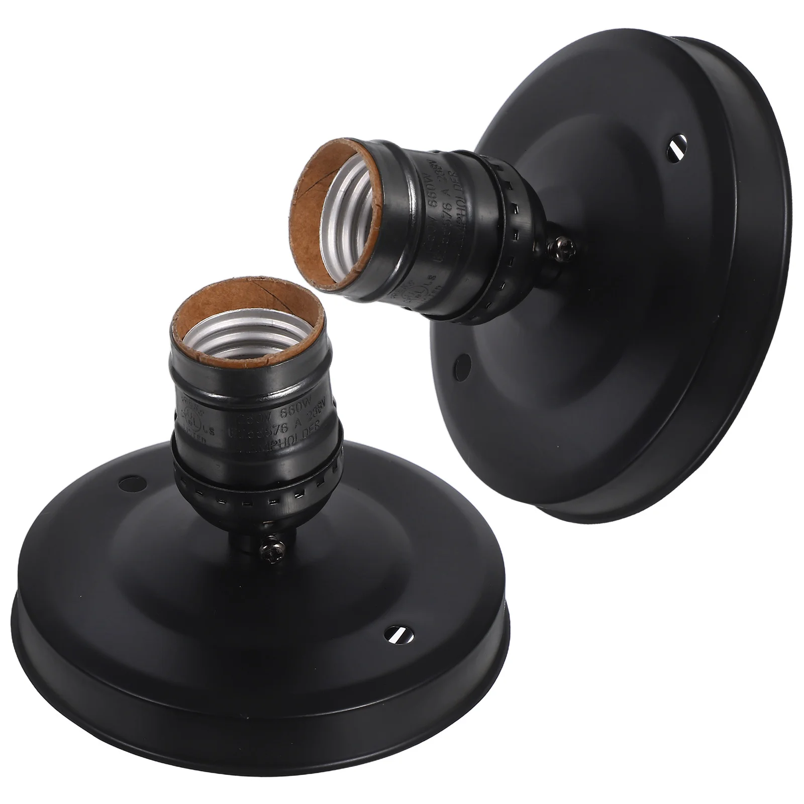 

2Pcs Vintage Ceiling Lamp Holder Pearl Black E26 E27 Wall Mounted Light Bulb Socket Industrial Screw Base Retro Decorative