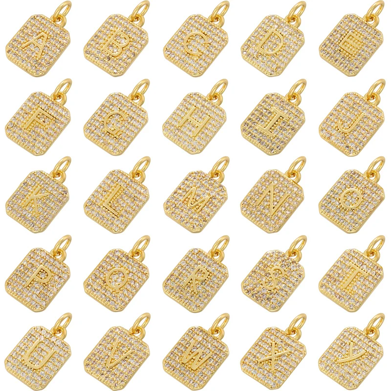 ZHUKOU 18K gold plated zirconia A-Z 26 letters jewellery accessory pendant for men and women in golden: VD1504