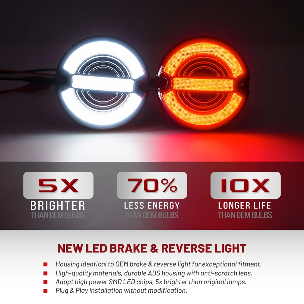 For Land Rover Defender 2001-2016 Defender Cabrio 90-16 Upgrade Led 95mm Round Rear Fog Backup/Reverse Light Kits