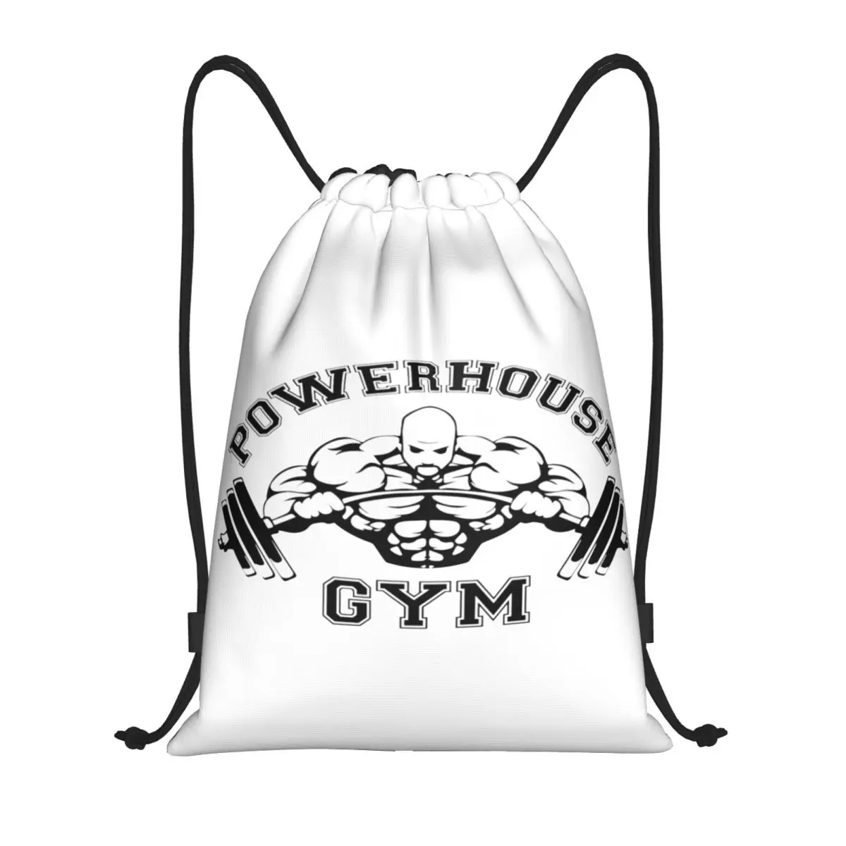 Powerhouse Gym Logo Drawstring Backpack Bags Women Men Lightweight Bodybuilding Fitness Gym Sports Sackpack Sacks for Training