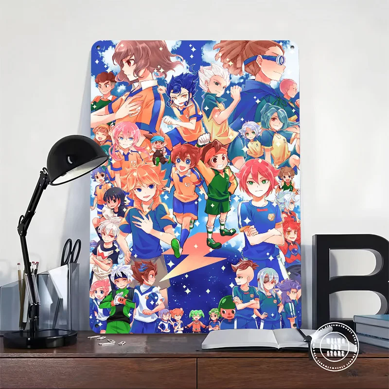 Inazuma Eleven Personalized 3D Textured Metal Poster Wall Art Tinplate Sign for Home Decoration Gaming Living Room Decorations