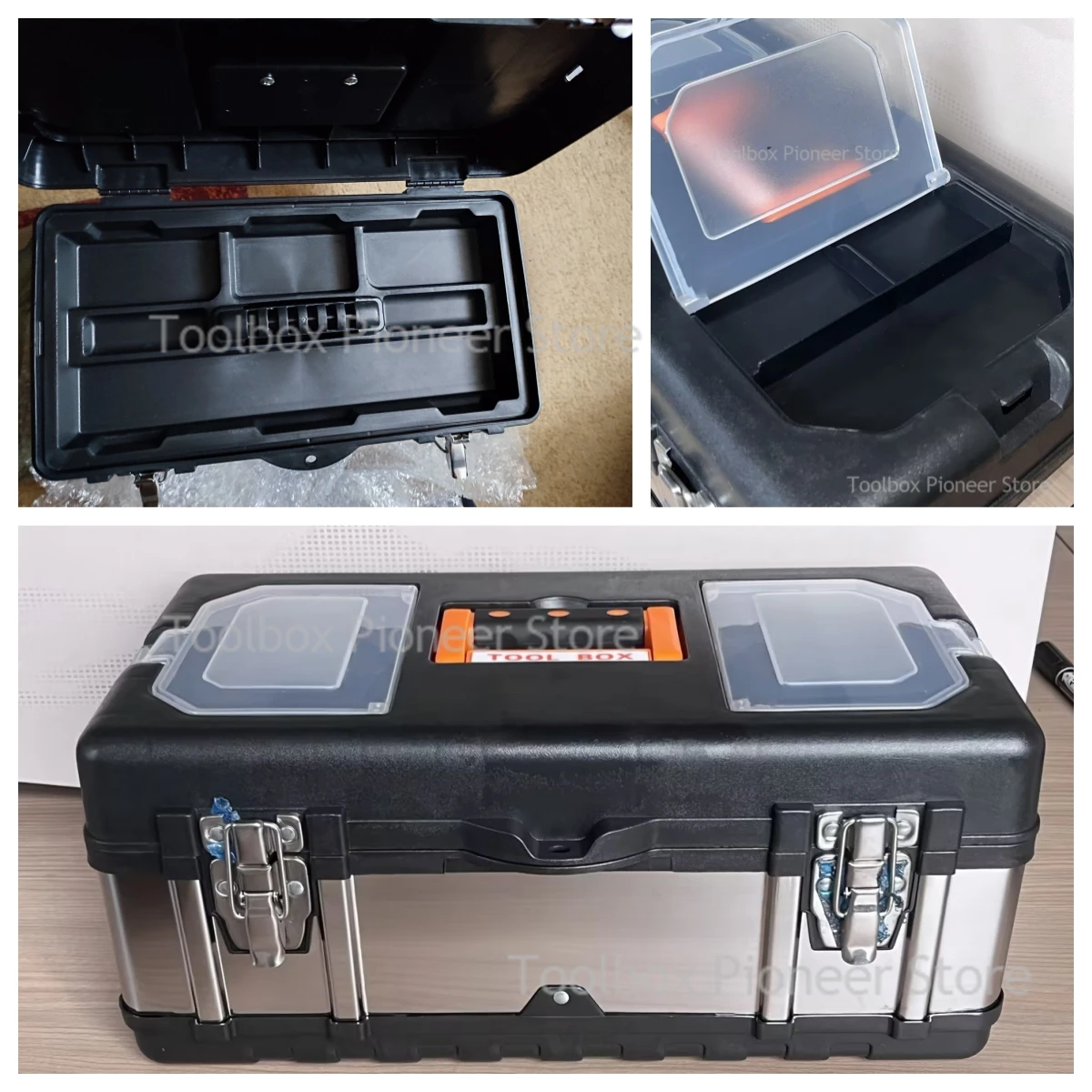 Imagem -05 - Tool Box Organizador Estojo Vazio Toolbox Grande Eletricista Carrying Suitcase Extensão Aço Inoxidável