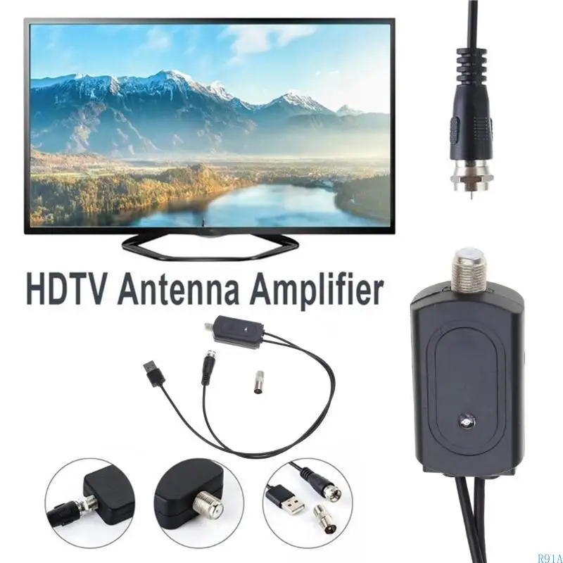 R91A 디지털 실내 안테나 앰프 길이 50 마일 레인지 안테나 720p, 1080i, 1080p/ ATSC 비디오 액세서리
