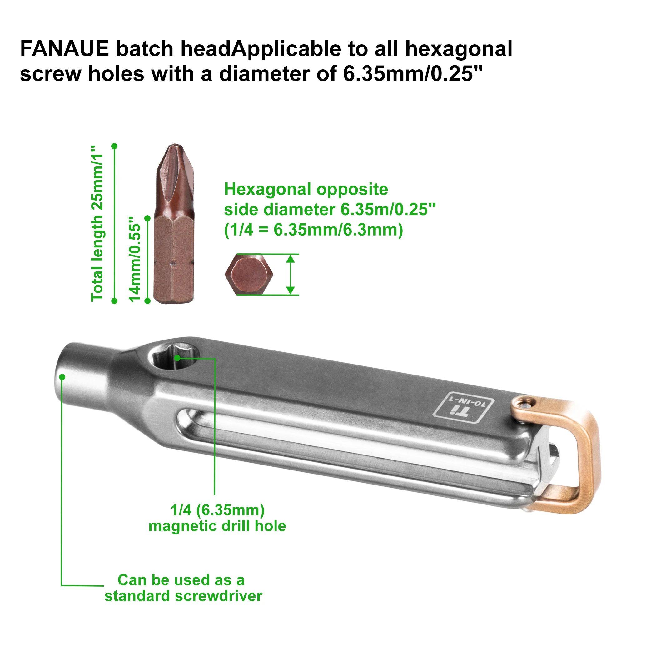 FANAUE Titanium EDC Mini Precision PocketScrewdriver Set, 10-in-1 Professional Grade Magnetic Repair Multitool Kit