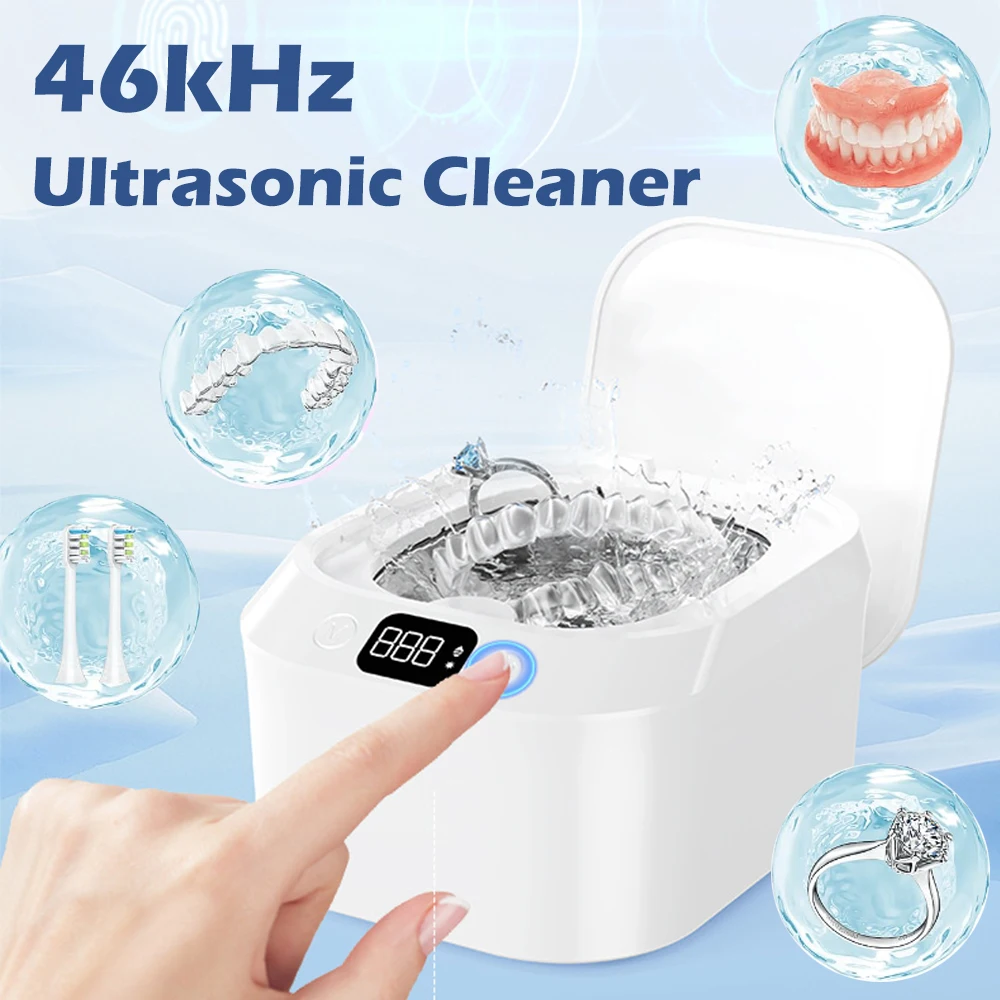 Ultrasonic Retainer Cleaner Professional Denture Cleaner Machine Dental Ultrasonic Washer Bath 46kHz Portable Dental Clean