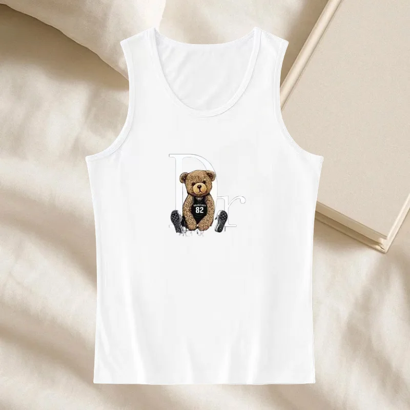 

2025 Women's Spice Girls Summer Vest Tide Brand Light Luxury Crew Neck Sleeveless Bottom Suspender New Printed Slim Top Vest
