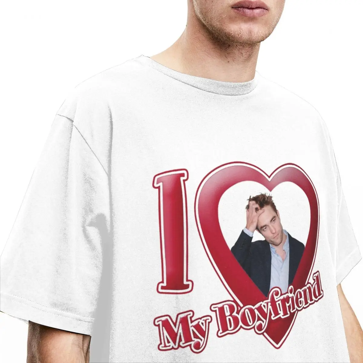 Men Women\'s Robert Pattinson I Heart My Boyfriend Shirt Merch 100% Cotton T-shirt Clothing Vintage Tees New Arrival