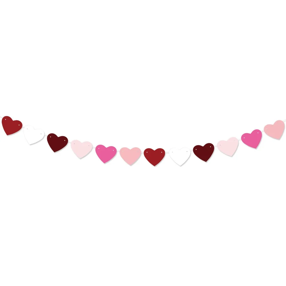 Valentine'S Day Decoration Easy To Hang Pink Heart Banner Heart Hanging Banner High Quality Door Hanging Ornament For Wedding