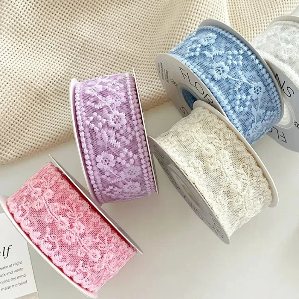 Decorative 38mm Lace Carved Ribbon 8 Yards Hollow Silk Ribbon Gift Materials Handmade DIY Gift Wrapping Ribbon Cloth