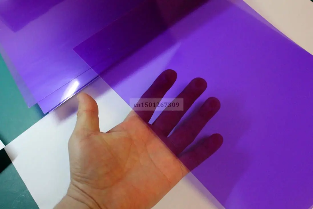 Couverture de Reliure en Plastique PVC, Acétate Transparent Violet, Taille A4, Épaisseur 250 Microns