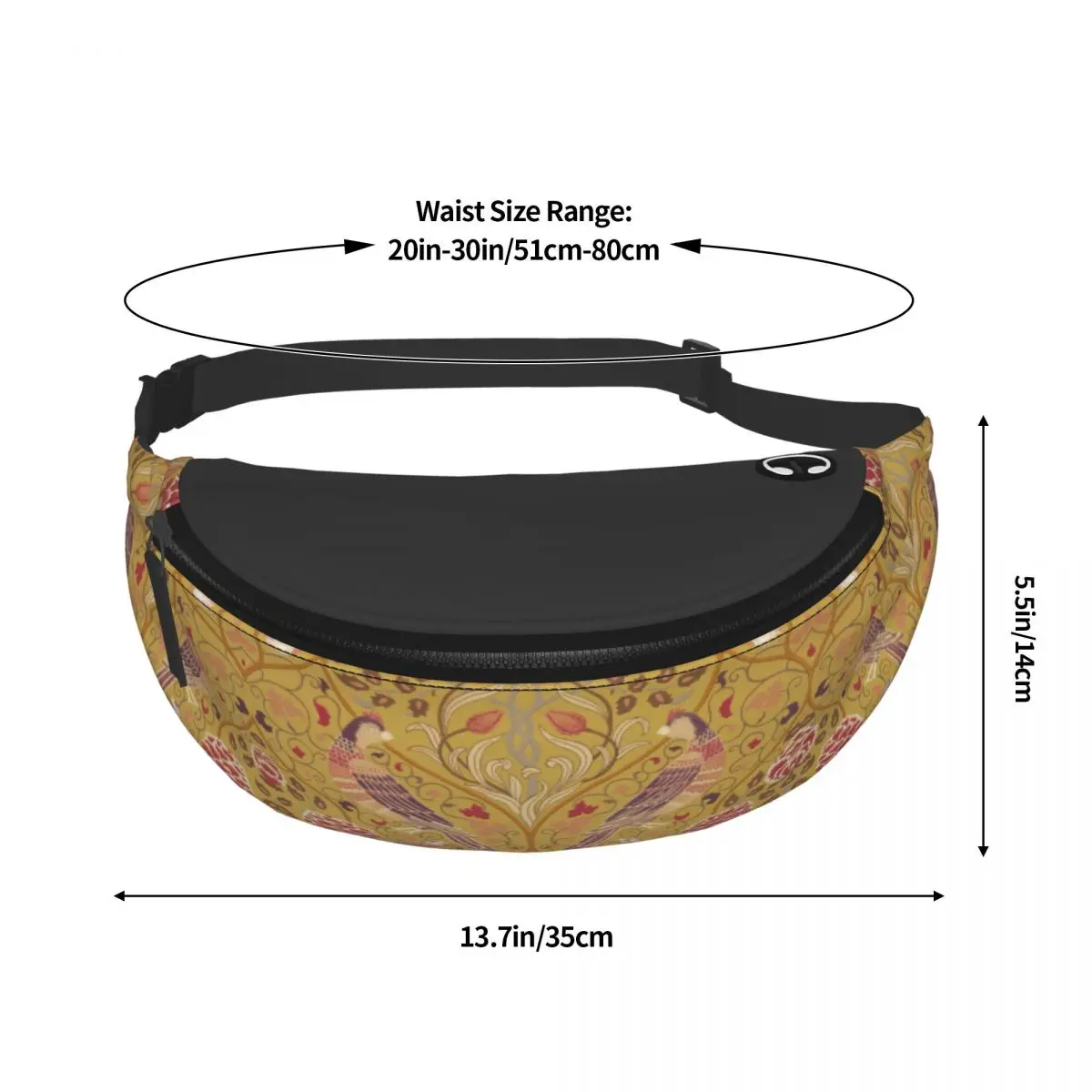 Casual Vintage Floral Pattern Por William Morris Fanny Pack Mulheres Homens Crossbody Bolsa de cintura para viajar Telefone Money Pouch