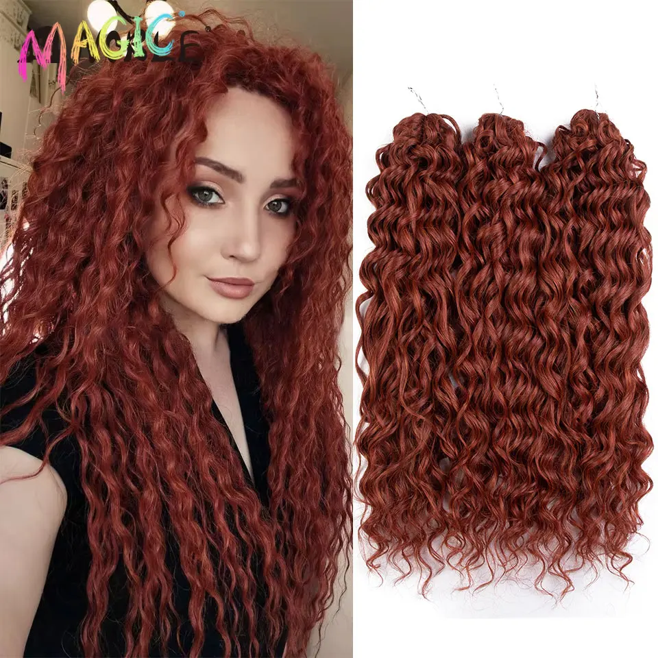 Noble Crochet Hair Soft Water Wave Twist Crochet Hair Synthetic Braid Hair Ombre Blonde Red 24