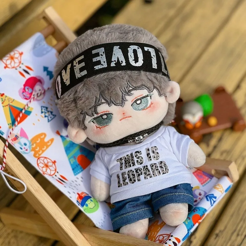 In Stock Handmade 15/20CM 5pc/set Cool Boy Doll Suit T-shirt Leopard Coat Headband Pants Collar Dolls Accessories Outfit