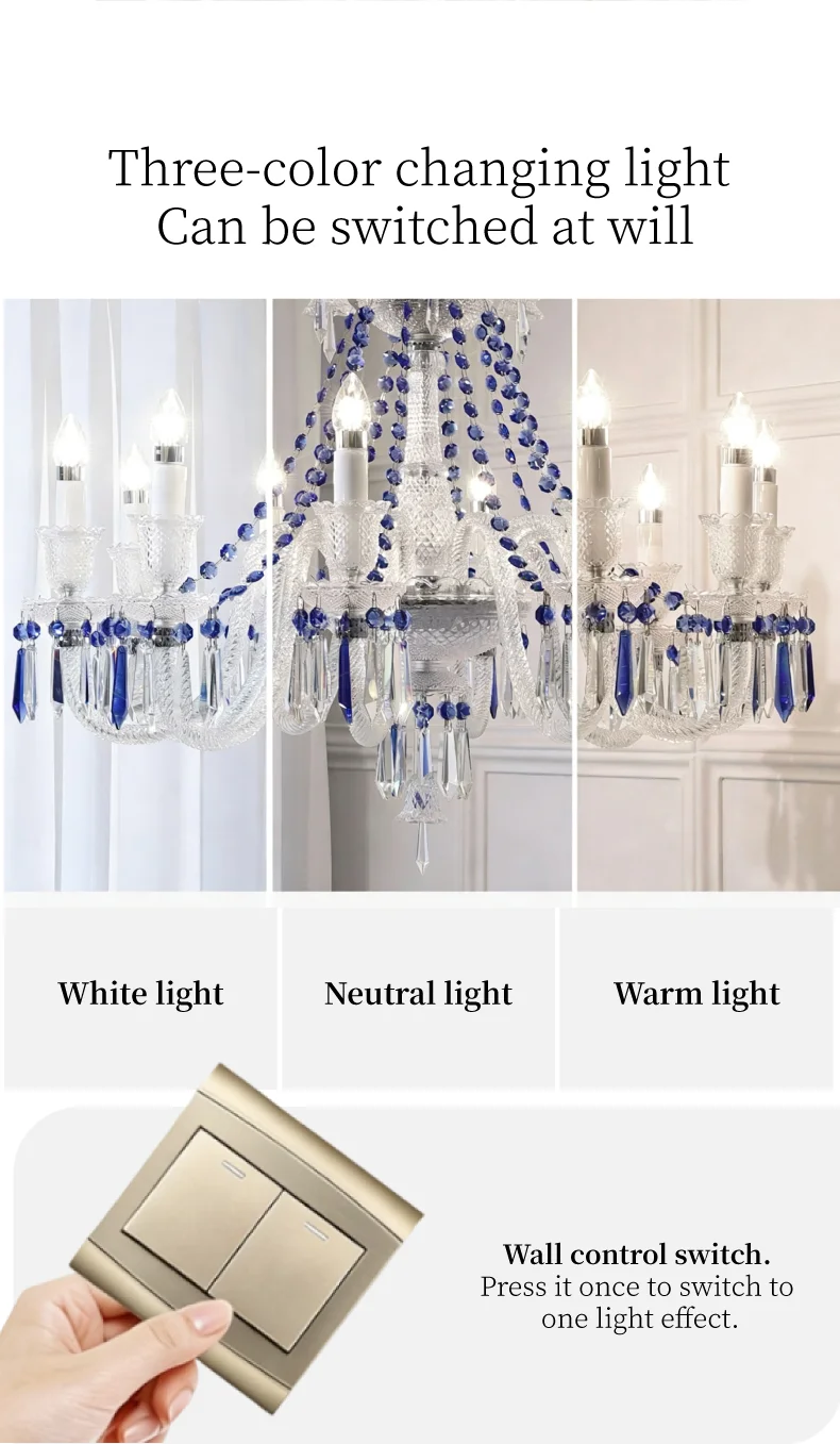 French White Candle E14 LED Chandelier Living Room K9