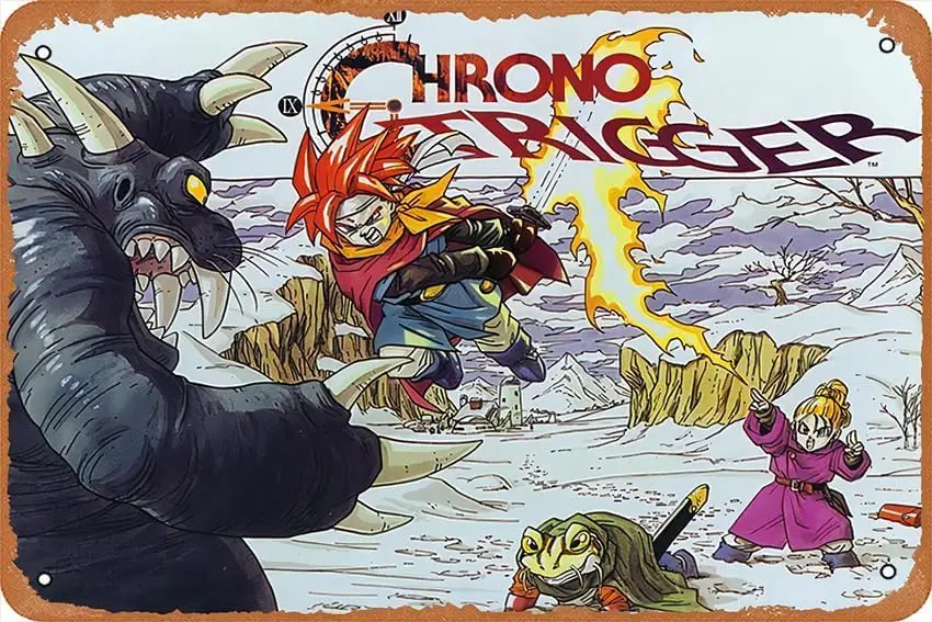 Chrono Trigger clip-art, SNES, JRPGs, video games Metal Tin Sign Retro Wall Decor for Home Gate Garden Bars Restaurants Cafes Of