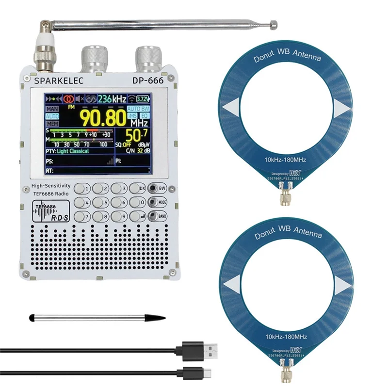 

APPLIA-TEF6686 Радио DP-666 Полнодиапазонный FM/LW/MW/SW Коротковолновое высокочувствительное радио ESP32 RDS 2,8-дюймовый IPS сенсорный экран