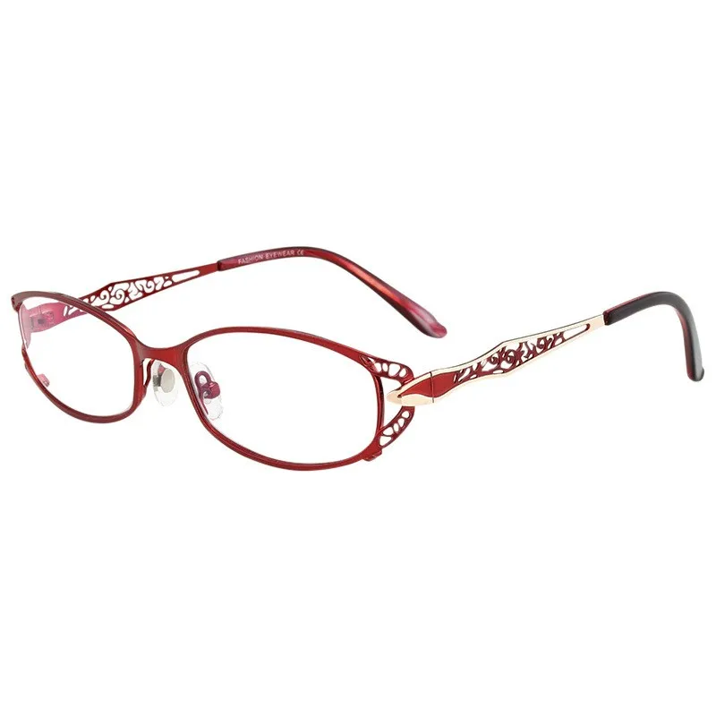 Ultra light Fashionable  Luxurious Hollowed  Red Glasses For Women Retro Small Face Sexy Ladies Optical Prescription Glasses