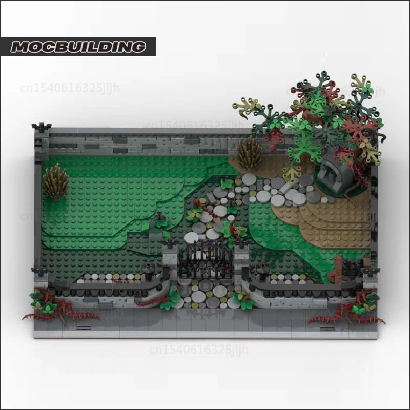 MOC Halloween Cemetery Building Block Tombstone Bricks Model City Accessories Trees Plants Flowers Haunted Toys For Children