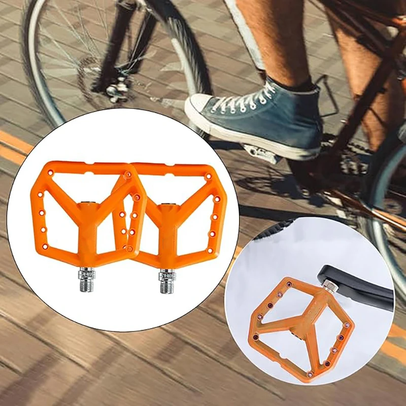 2-Piece Lightweight Non-Slip Mountain Bike Pedals - Durable Nylon Composite ForRoad And Mountain Bikes