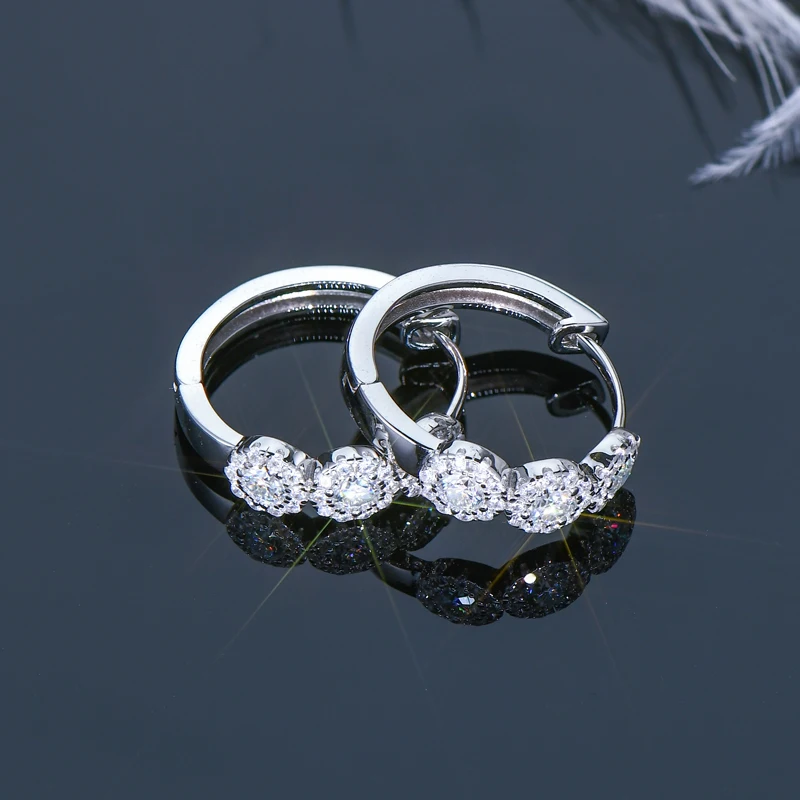 IOGOU D0.42CTW D Color Round Moissanite Hoop Huggie Earrings Original Certified Silver 925 Woman Earrings Classic Jewelry Gifts