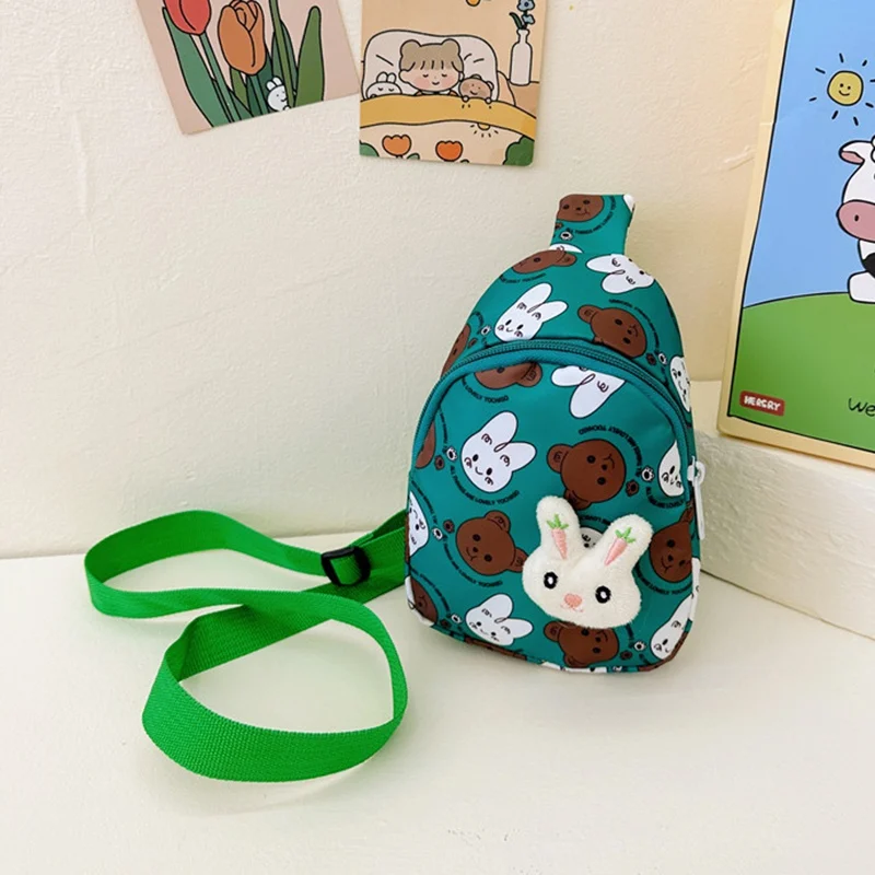 New Children Messenger Bags Cute Waist Bag Little Rabbit Doll Cartoon Printed Kids Girl Boy Toddler Nylon Waist Fanny Packs Bag