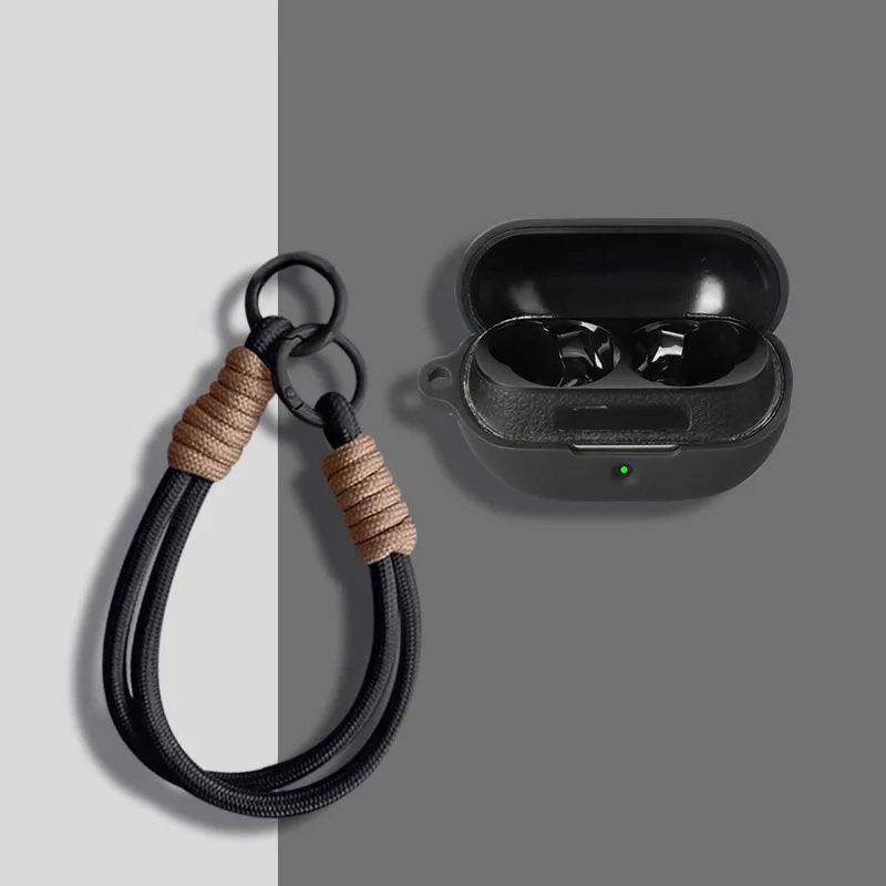 Fashion Rope Earphone Case Cover For SoundPEATS Air5 PRO/Air5 Pro Plus Silicone Wireless Earbuds Protective Shell With Hook