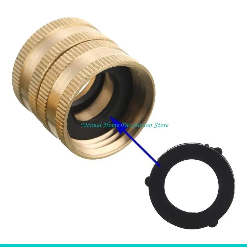 

H7BF Brass Adapter for Washing Machine Garden Hose 4 Pcs Male to Male Female to Female 3/4'' Connector with Washers Durable