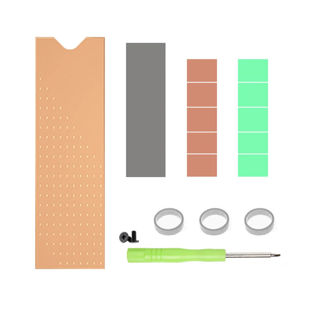 Radiador cooler ssd de cobre com almofada térmica de silicone ssd, dissipador de calor para laptop e desktop 0.8mm/1mm/2mm para m.2 2280 ssd