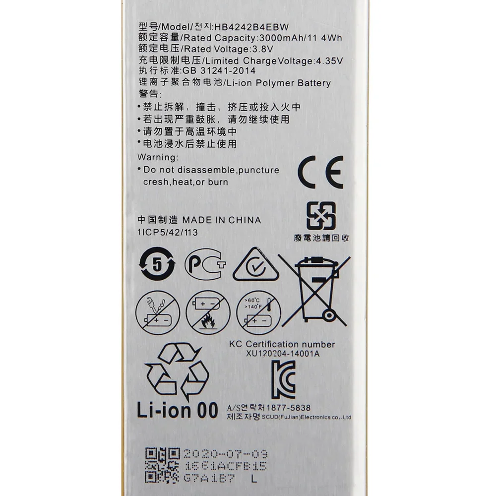 استبدال بطارية الهاتف HB4242B4EBW لهواوي الشرف 4X الشرف 6 H60-L01 H60-L02 H60-L11 H60-L04 Che2-l11 بطارية الهاتف 3000mAh